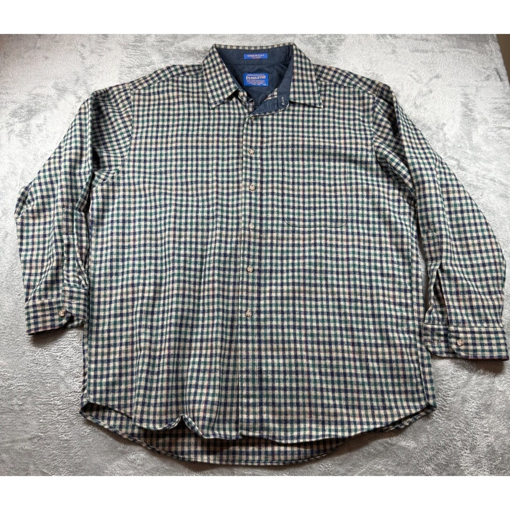 Vtg Pendleton Wool Shirt XL Plaid Flannel Button Up Made in USA